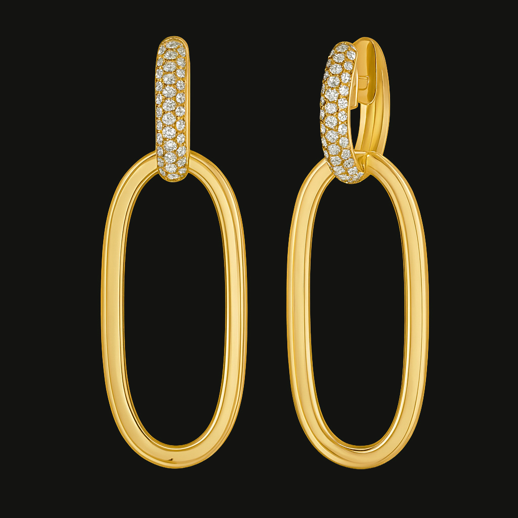 Diamond Link Oval Earrings