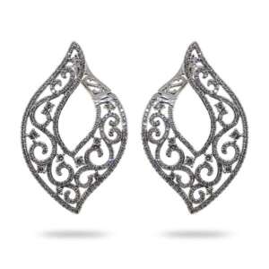 Ornate W/G Diamond Earrings