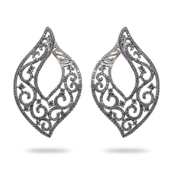 Ornate W/G Diamond Earrings