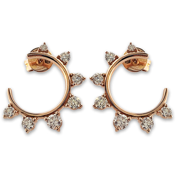 14KT Rose Gold and Diamond "Crown" Earrings