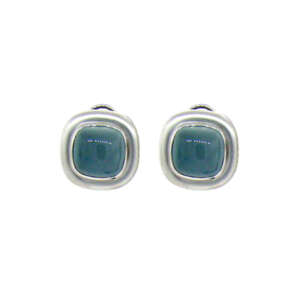 14KT W/G Aquamarine Cabochon Earrings