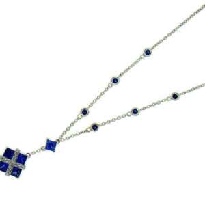 18KT W/G Sapphire & Diamond Necklace