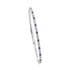 Diamond & Sapphire Alternating Flexible Bangle