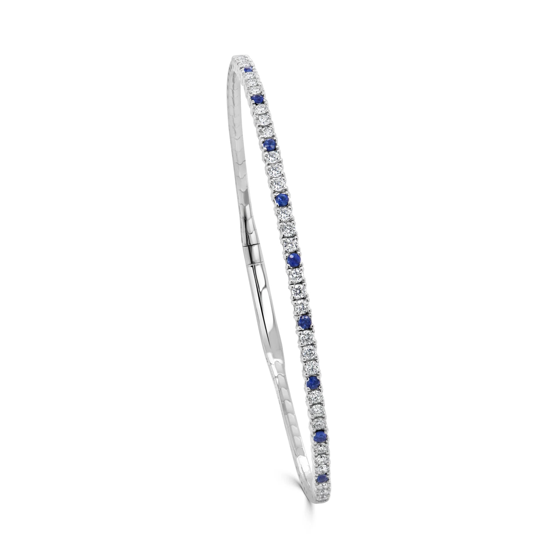 Diamond & Sapphire Alternating Flexible Bangle