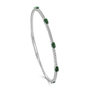 Emerald & Diamond Station Flexible Bangle