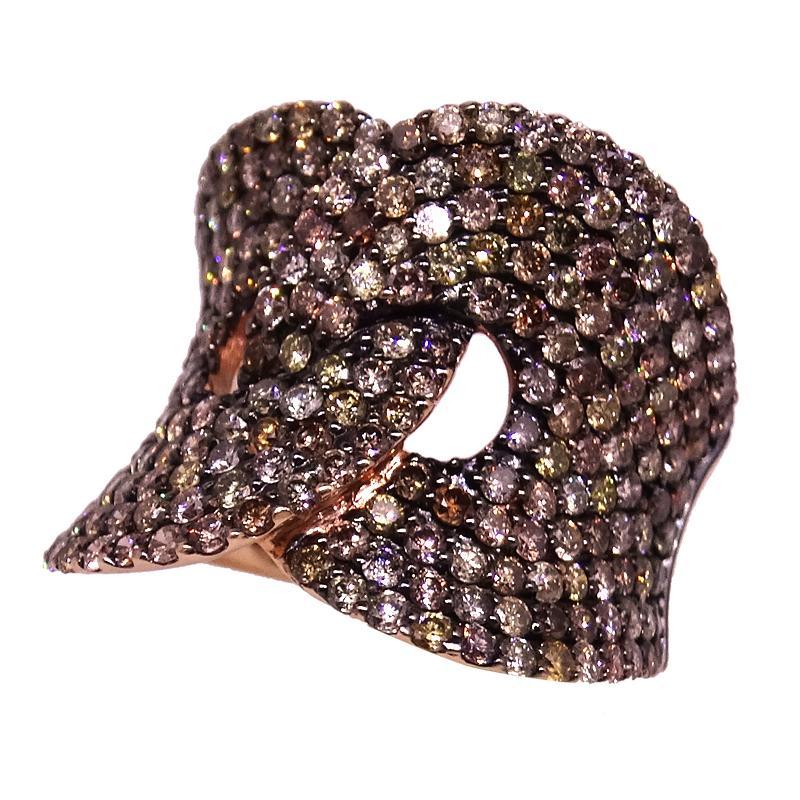 14kt Rose Gold Multi Shade Conganc Double Circle Ring