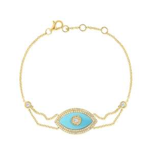 Turquoise & Diamond Evil Eye Bracelet