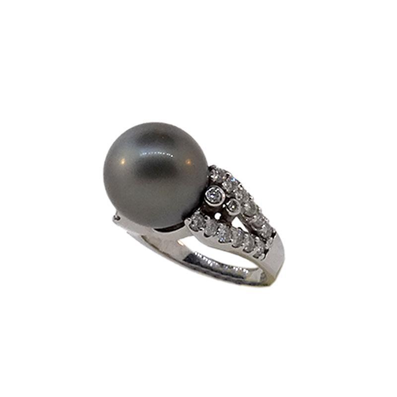 14kt White Gold Tahitian Pearl Ring