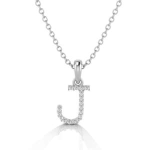 White Gold & Diamond “J” Pendant