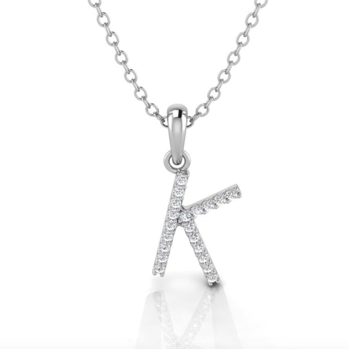 White Gold & Diamond “K” Pendant