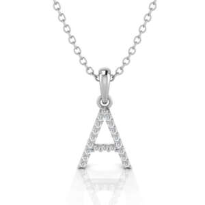 White Gold & Diamond “A” Pendant