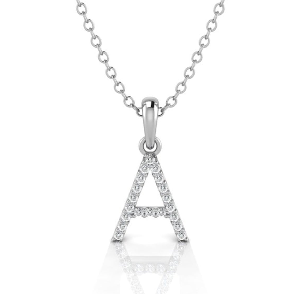 White Gold & Diamond “A” Pendant
