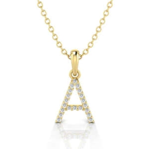 Yellow Gold & Diamond “A” Pendant