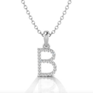 White Gold & Diamond “B” Pendant