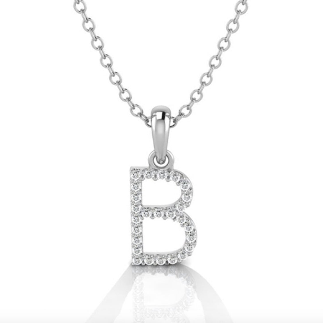 White Gold & Diamond “B” Pendant