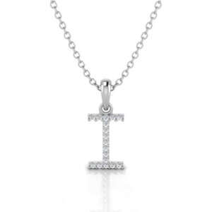 White Gold & Diamond “I” Pendant