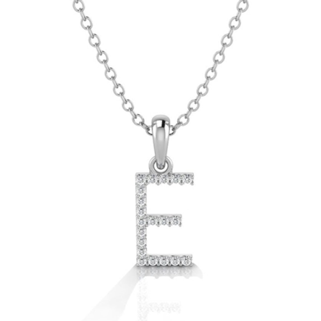 White Gold & Diamond “E” Pendant