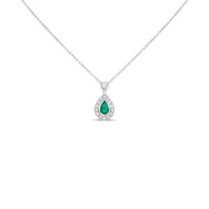 Pear Shape Emerald Halo Pendant