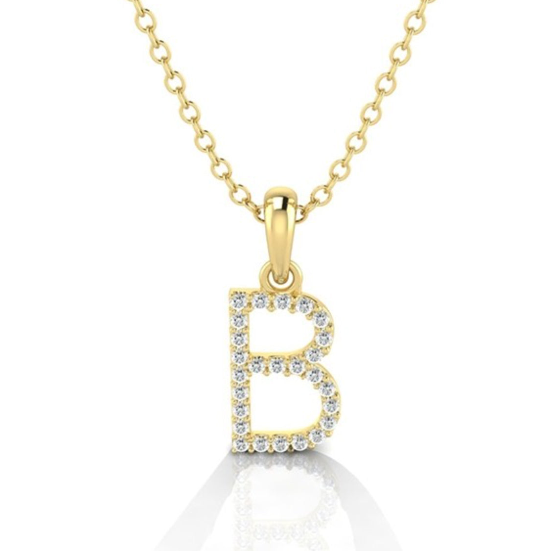 Yellow Gold & Diamond “B” Pendant