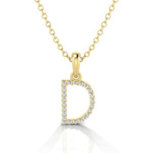 Yellow Gold & Diamond “D” Pendant