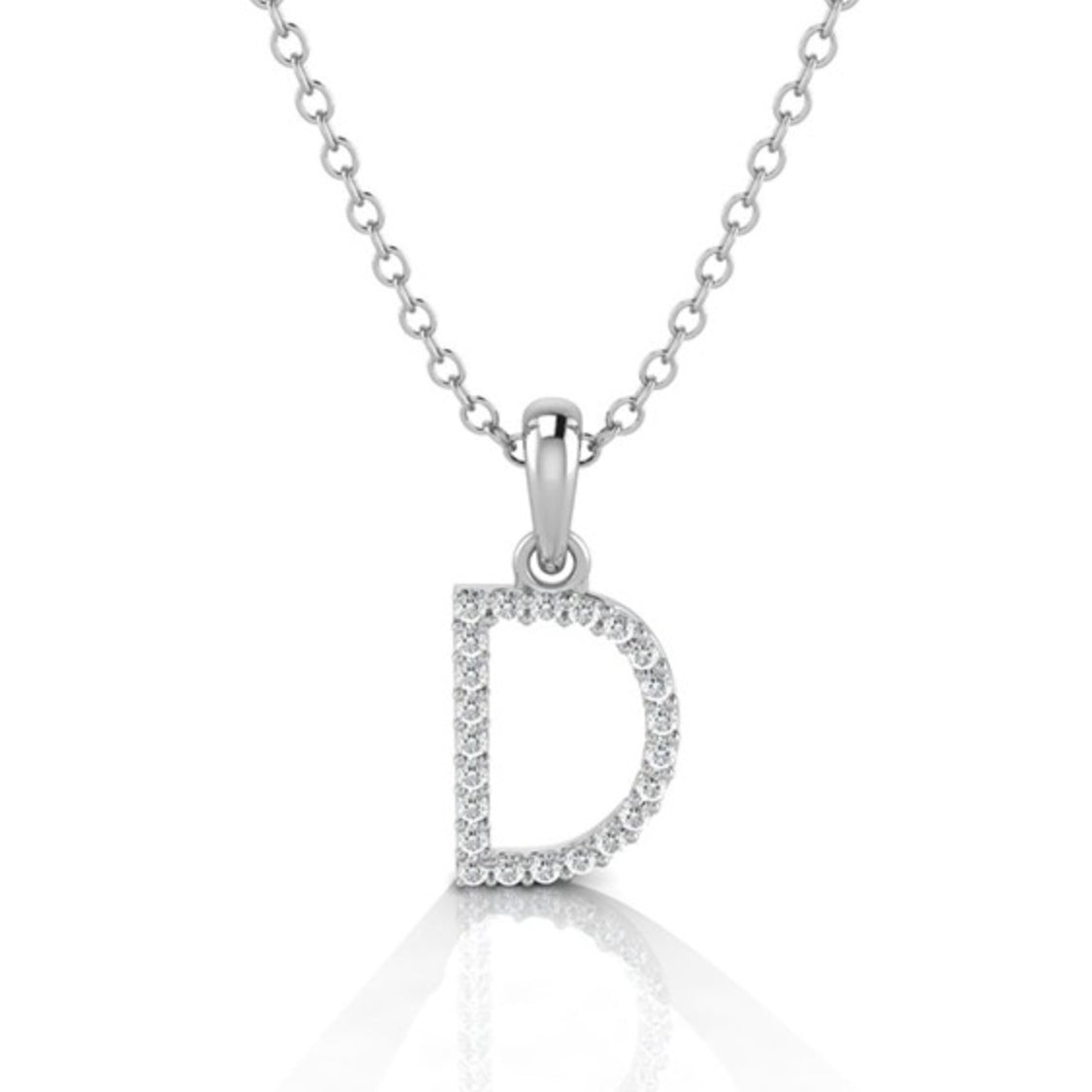 White Gold & Diamond “D” Pendant