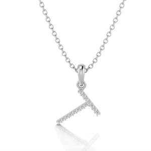 White Gold & Diamond “T” Pendant