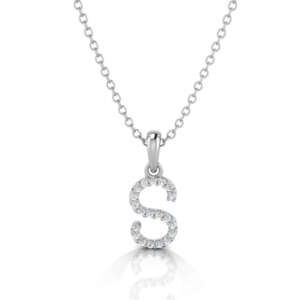 White Gold & Diamond “S” Pendant