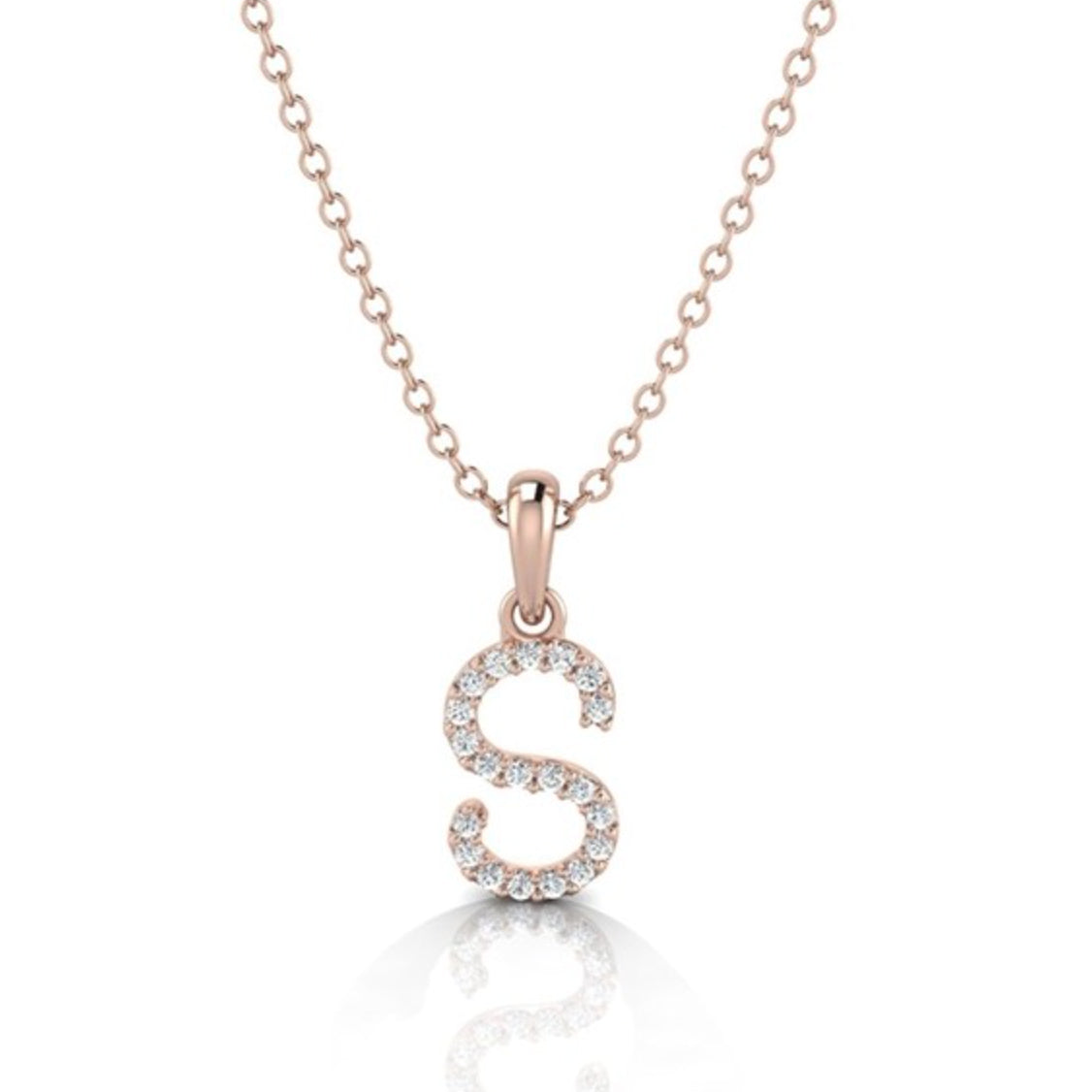 Rose Gold & Diamond “S” Pendant