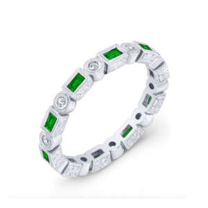 Tsavorite and Diamond Stackable Ring