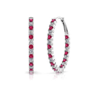 Diamond and Ruby Hoop Earrings